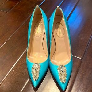 SJP Tiffany blue with rhinestone pumps